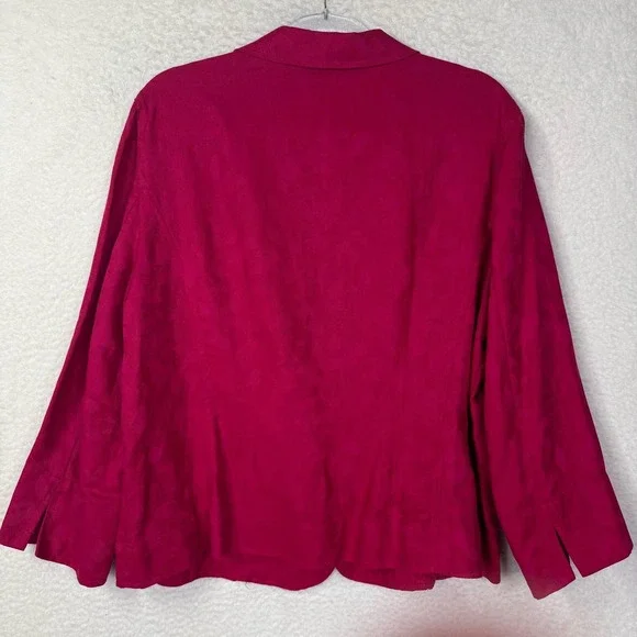 Jones Wear Jacket Womens 16 Pink Linen Cotton Floral Jacquard Blazer‎ Career - Picture 10 of 16